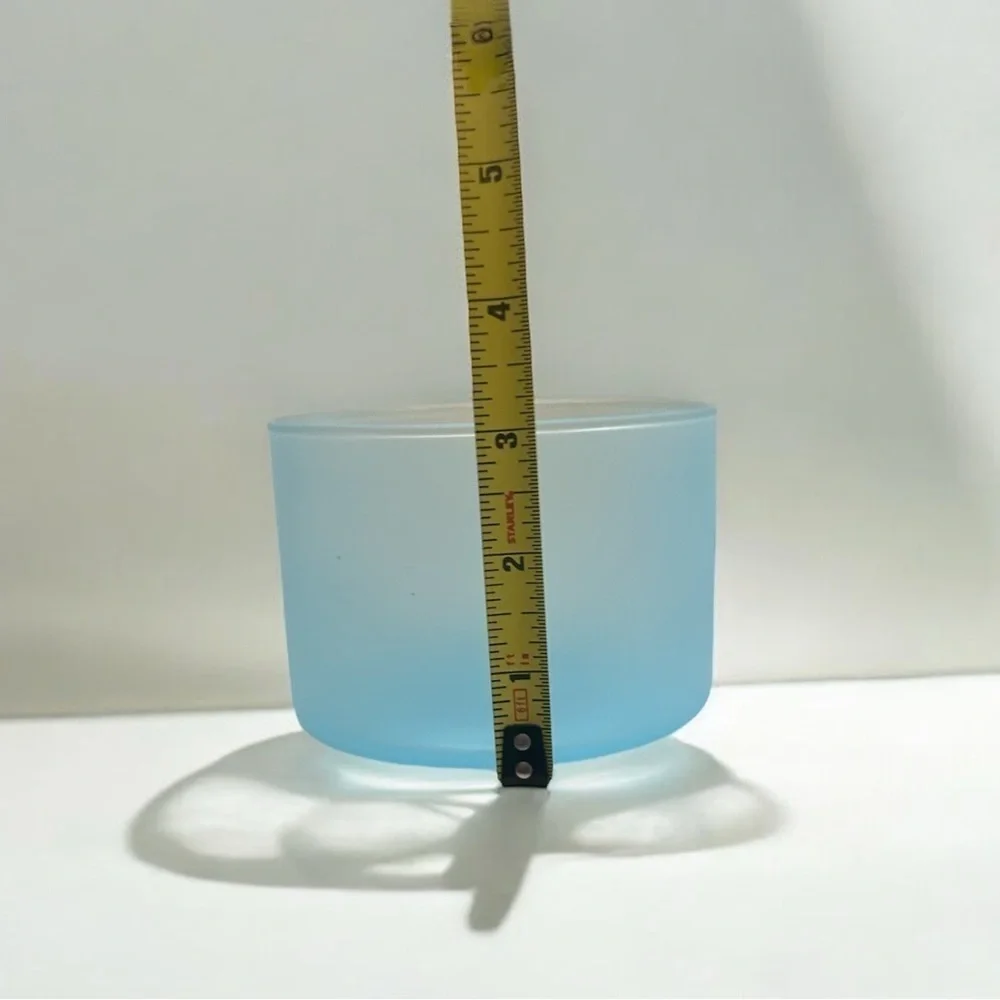 Blue Frosted Glass Jar With White Lid
